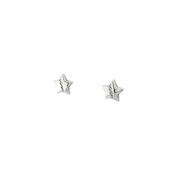 Vòng tai vàng trắng hình sao đính đá zircon