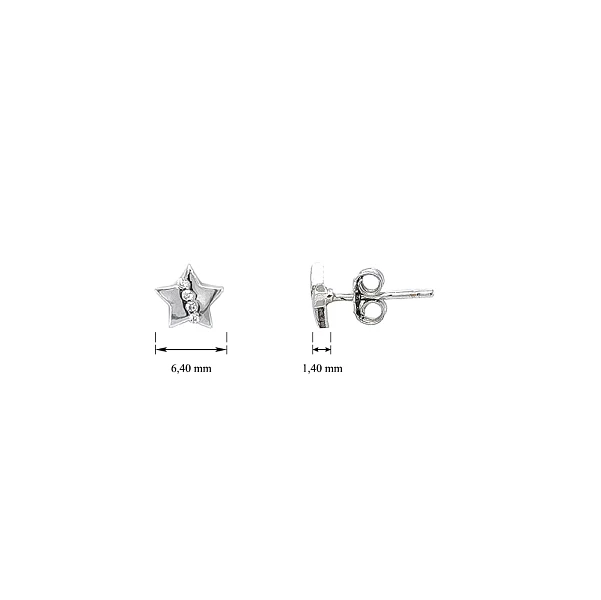 Vòng tai vàng trắng hình sao đính đá zircon