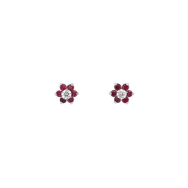 Vòng tai hoa sang trọng đính ruby và đá quý trong suốt