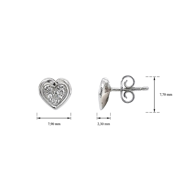 Khuyên tai Sdrce với đá zircon trắng vàng