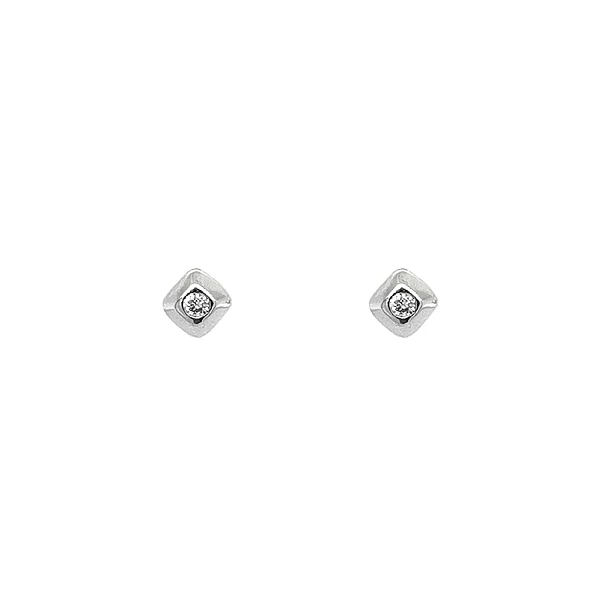 Khuyên tai bằng vàng trắng đính đá zircon trắng