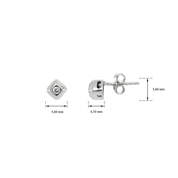Khuyên tai bằng vàng trắng đính đá zircon trắng