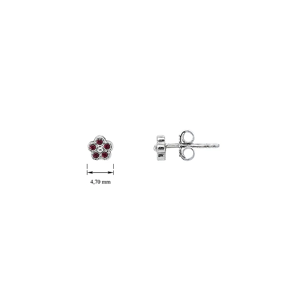 Vòng tai hình hoa bằng vàng trắng đính ruby