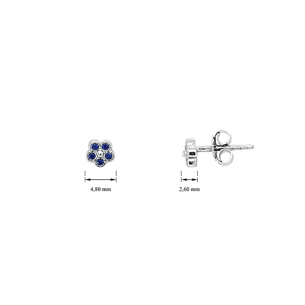 Vòng tai hoa văn tinh tế với đá sapphire xanh trên vàng trắng