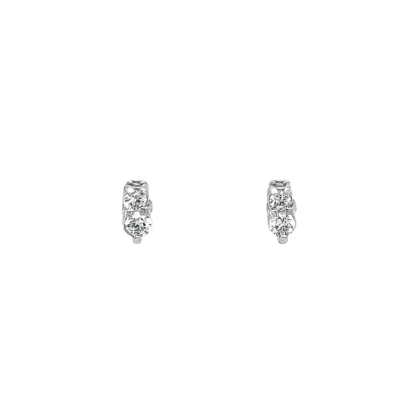Khuyên tai bằng vàng trắng đính đá zircon trắng