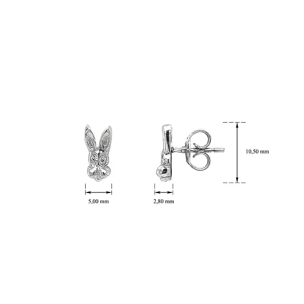 Khuyên tai với họa tiết thỏ bằng vàng trắng