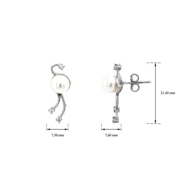 Vòng tai ngọc trai trắng vàng