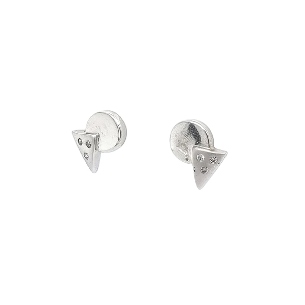 Khuyên tai bằng vàng trắng đính đá zircon trắng