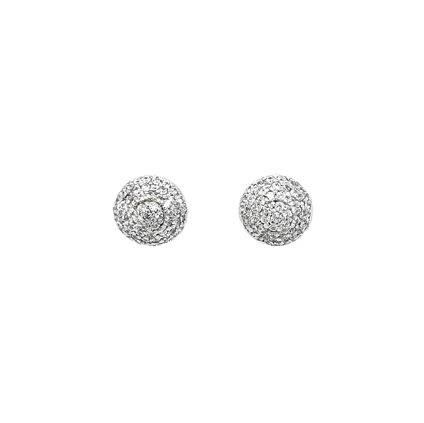 Vòng tai chính xác với vàng trắng và đá zircon lấp lánh