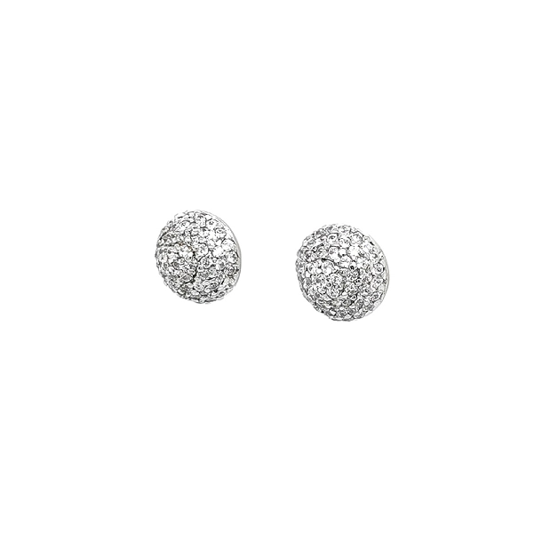 Vòng tai chính xác với vàng trắng và đá zircon lấp lánh