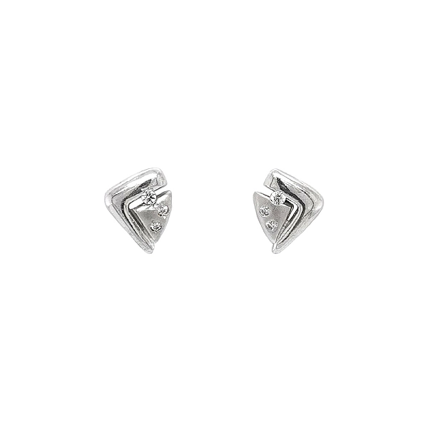 Khuyên tai bằng vàng trắng đính đá zircon trắng