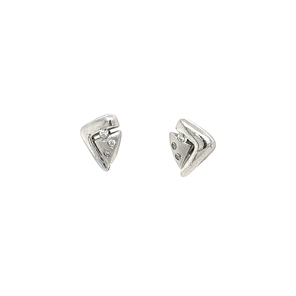 Khuyên tai bằng vàng trắng đính đá zircon trắng