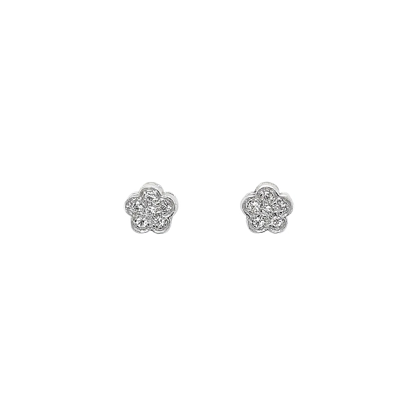 Khuyên tai với họa tiết hoa và đá zircon