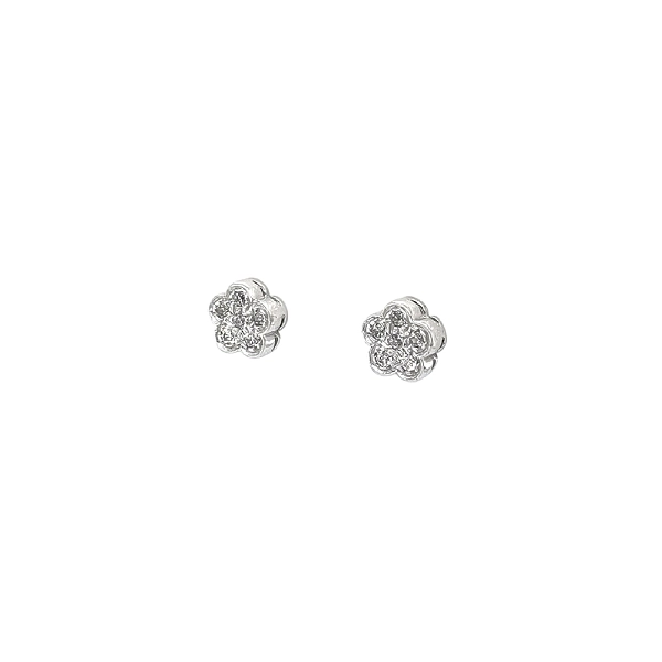 Khuyên tai với họa tiết hoa và đá zircon