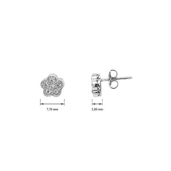Khuyên tai với họa tiết hoa và đá zircon