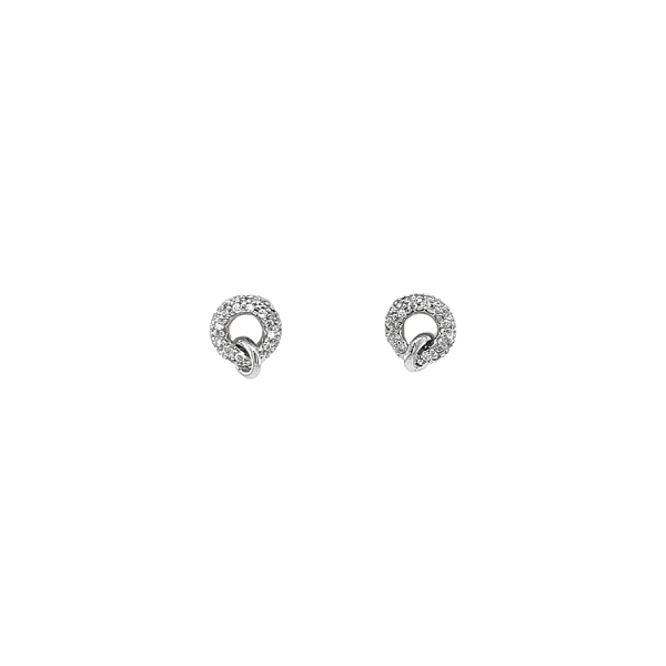 Khuyên tai bằng vàng trắng đính đá zircon trắng