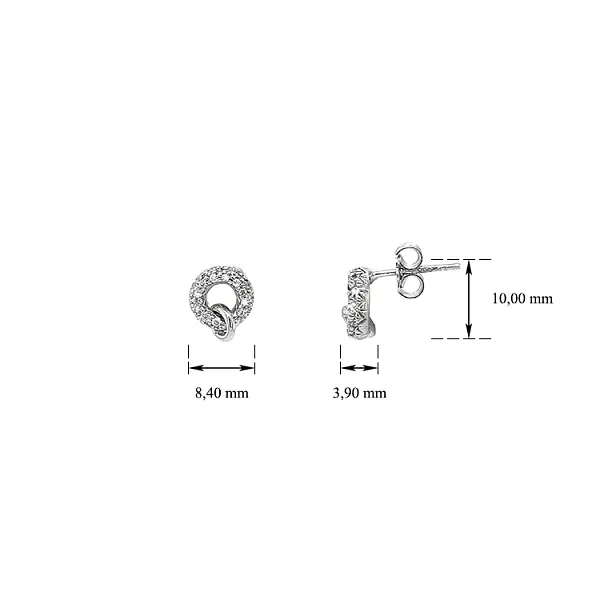 Khuyên tai bằng vàng trắng đính đá zircon trắng