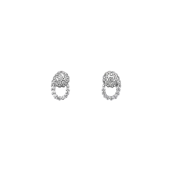 Bông tai vàng trắng sang trọng với họa tiết zircon tinh xảo