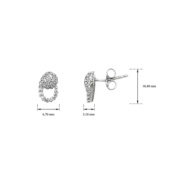 Bông tai vàng trắng sang trọng với họa tiết zircon tinh xảo