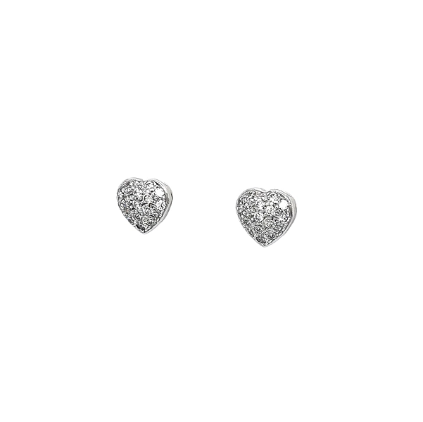 Vòng tai hình trái tim bằng vàng trắng đính đá zircon tinh xảo