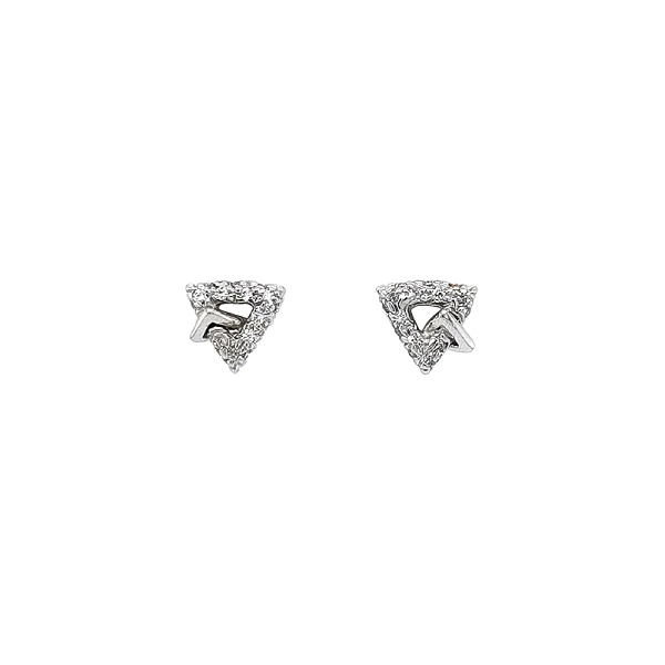 Vòng tai vàng trắng hình tam giác đính đá zircon