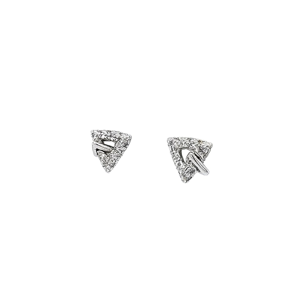 Vòng tai vàng trắng hình tam giác đính đá zircon