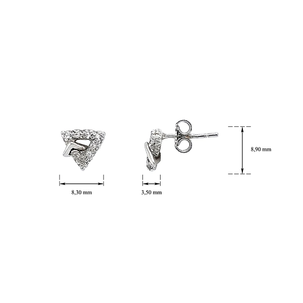 Vòng tai vàng trắng hình tam giác đính đá zircon