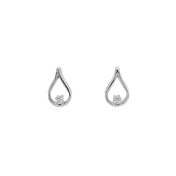 Khuyên tai bằng vàng trắng đính đá zircon trắng