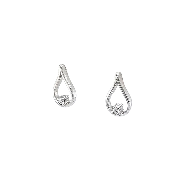 Khuyên tai bằng vàng trắng đính đá zircon trắng
