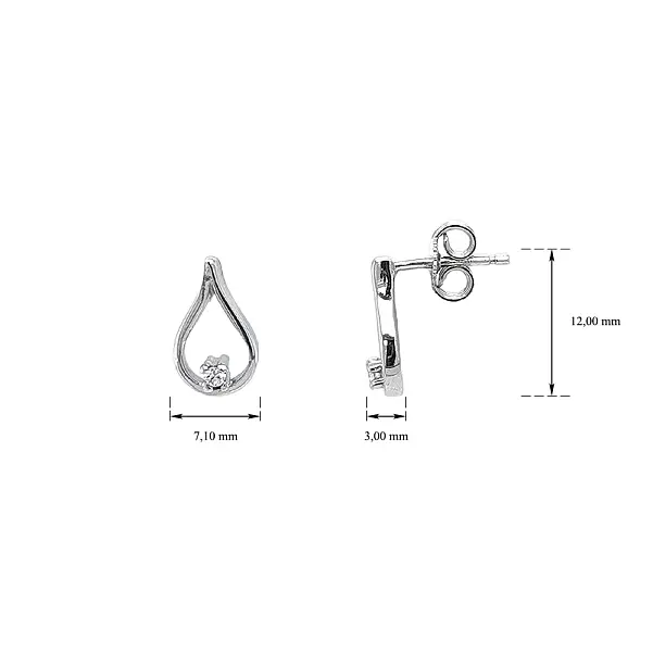 Khuyên tai bằng vàng trắng đính đá zircon trắng