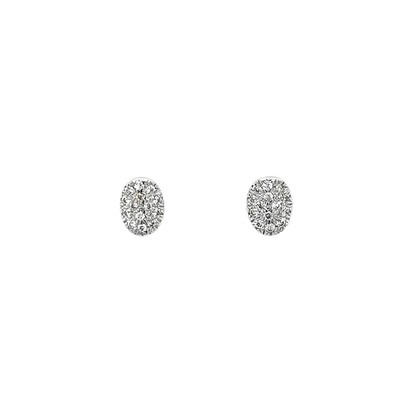 Vòng tai hình oval bằng vàng trắng được trang trí bằng đá zirconia lấp lánh