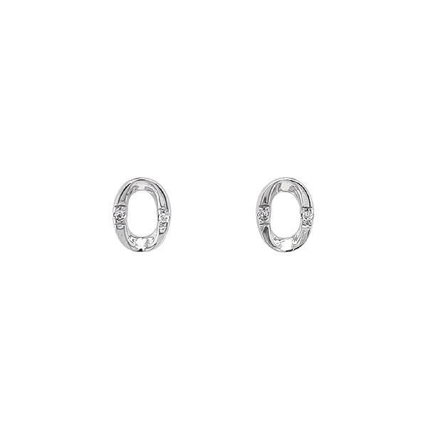 Khuyên tai bằng vàng trắng đính đá zircon trắng