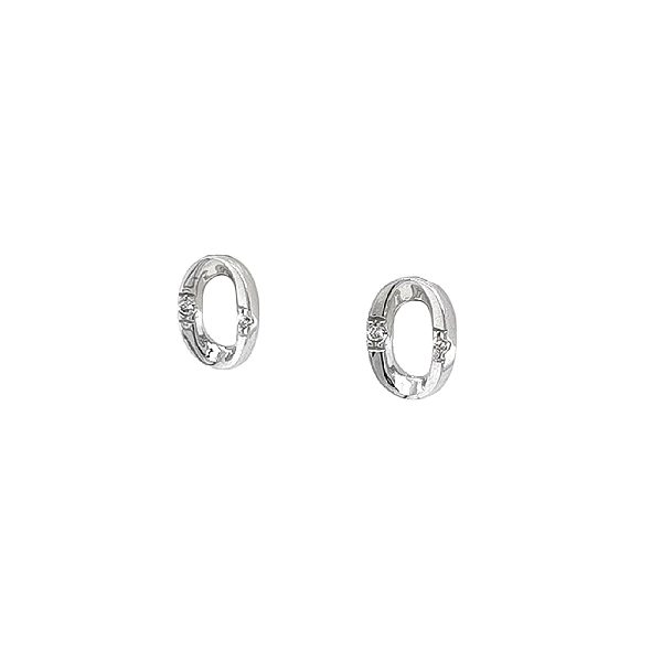Khuyên tai bằng vàng trắng đính đá zircon trắng