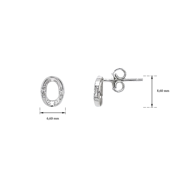 Khuyên tai bằng vàng trắng đính đá zircon trắng