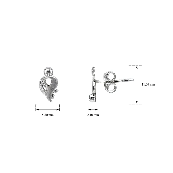 Khuyên tai bằng vàng trắng đính đá zircon trắng