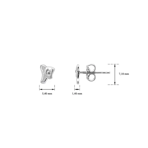 Khuyên tai bằng vàng trắng đính đá zircon trắng