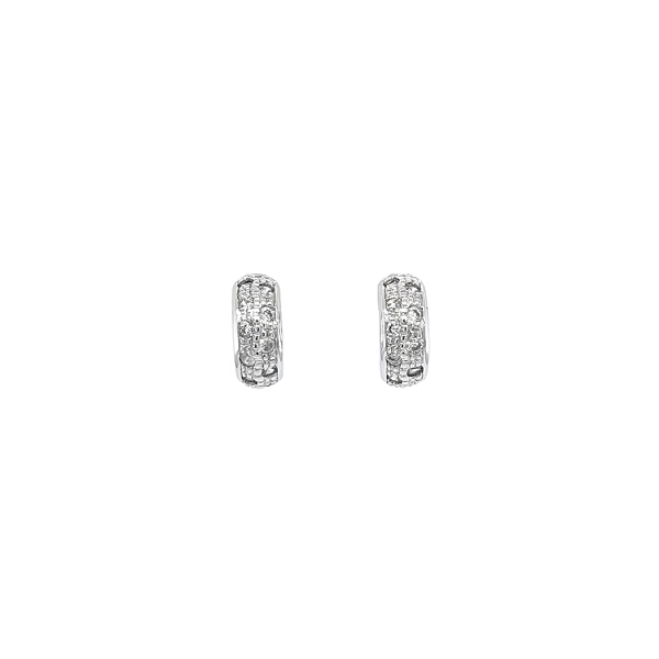 Vòng tai tròn với đá zircon trắng vàng