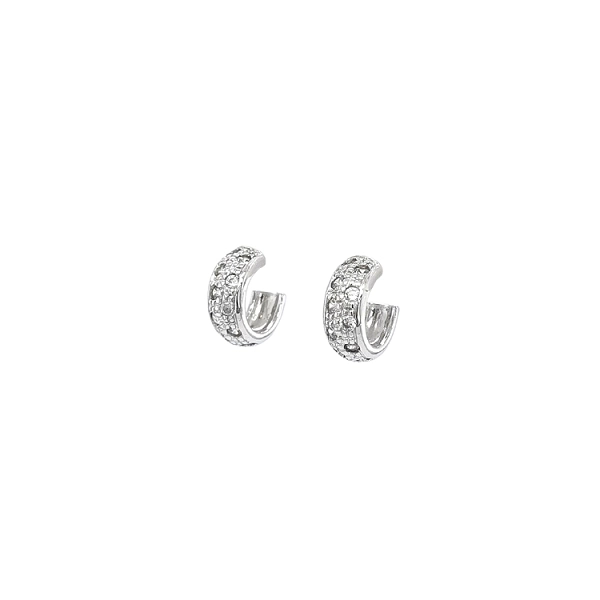Vòng tai tròn với đá zircon trắng vàng