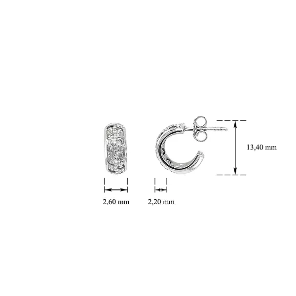 Vòng tai tròn với đá zircon trắng vàng