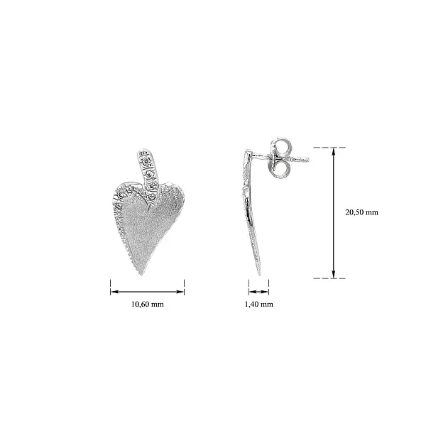Khuyên tai hình trái tim bằng vàng trắng đính đá zircon
