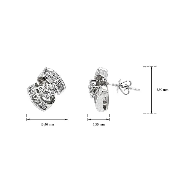 Vòng tai vàng trắng sang trọng đính đá zircon