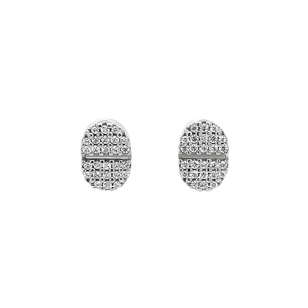 Vòng tai vàng trắng cao cấp hình oval với đá zircon lấp lánh