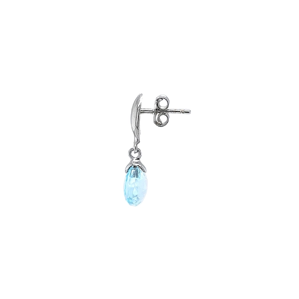 Vòng tai vàng trắng đính đá topaz xanh