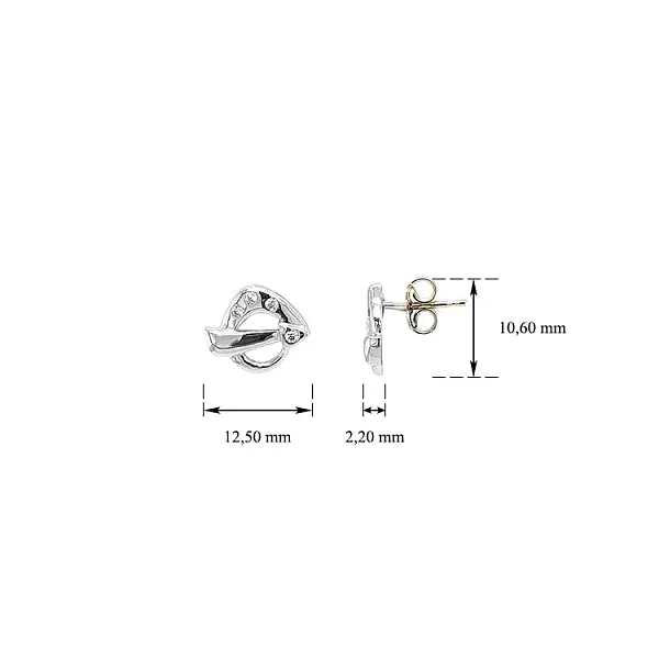 Khuyên tai bằng vàng trắng đính đá zircon trắng