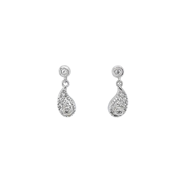 Vòng tai zircon hình giọt nước bằng vàng trắng sang trọng