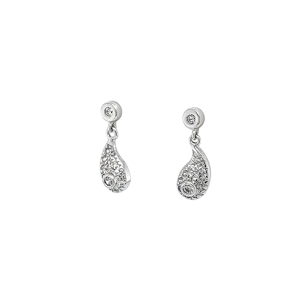 Vòng tai zircon hình giọt nước bằng vàng trắng sang trọng