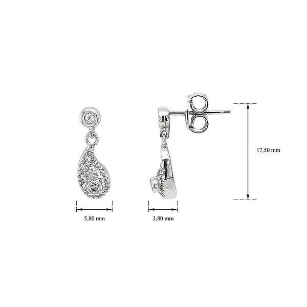 Vòng tai zircon hình giọt nước bằng vàng trắng sang trọng