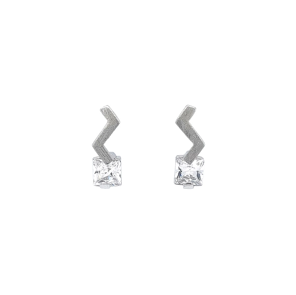 Vòng tai vàng trắng hiện đại với đá zircon độc đáo