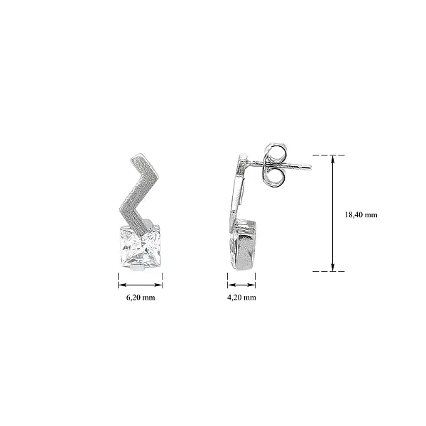 Vòng tai vàng trắng hiện đại với đá zircon độc đáo