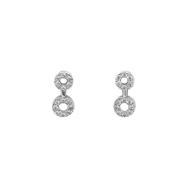 Khuyên tai bằng vàng trắng đính đá zircon trắng